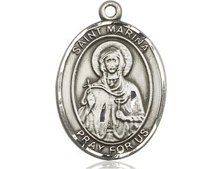 Pewter Saint Marina Medal Engraved Catholic Saint Jewelry