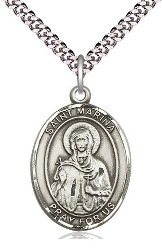 Pewter Saint Marina Medal Catholic Jewelry Engraved Catholic Saint Jewelry