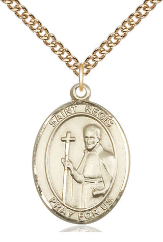14kt Gold Saint Regis Medal Engraved Catholic Saint Jewelry