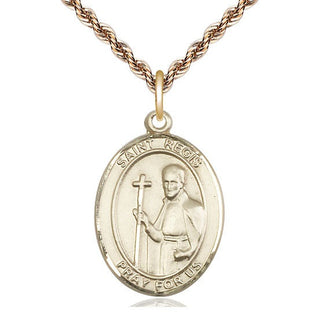 14kt Gold Saint Regis Medal Engraved Catholic Saint Jewelry