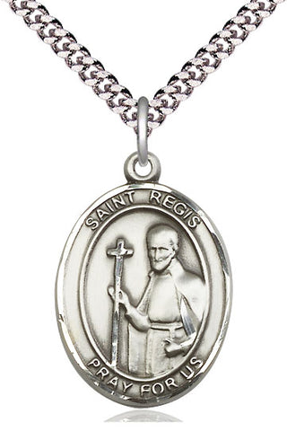 Pewter Saint Regis Medal Catholic Jewelry Engraved Catholic Saint Jewelry