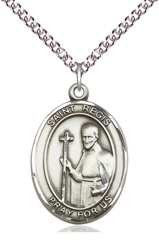 Sterling Silver Saint Regis Medal Catholic Jewelry Engraved Catholic Saint Jewelry