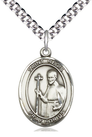 Sterling Silver Saint Regis Medal Catholic Jewelry Engraved Catholic Saint Jewelry