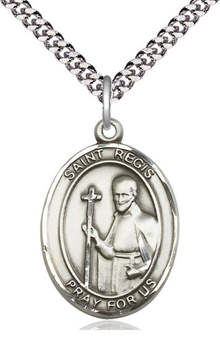 Sterling Silver Saint Regis Medal Catholic Jewelry Engraved Catholic Saint Jewelry