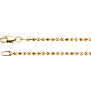 20-inch Bead Chain with Lobster Clasp - 14K Yellow Gold