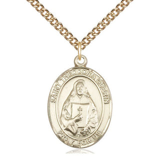 14kt Gold Filled Saint Theodora Medal Catholic Jewelry Engraved Catholic Saint Jewelry