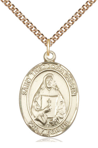 14kt Gold Saint Theodora Medal Engraved Catholic Saint Jewelry