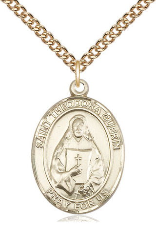 14kt Gold Saint Theodora Medal Engraved Catholic Saint Jewelry