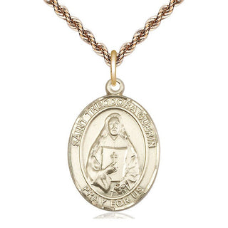 14kt Gold Saint Theodora Medal Engraved Catholic Saint Jewelry