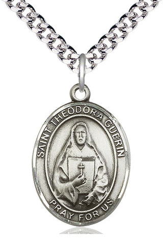 Pewter Saint Theodora Medal Catholic Jewelry Engraved Catholic Saint Jewelry