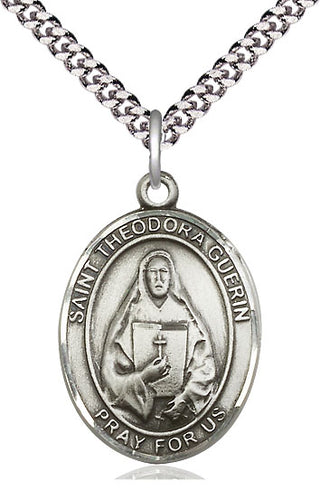 Pewter Saint Theodora Medal Catholic Jewelry Engraved Catholic Saint Jewelry