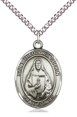 Sterling Silver Saint Theodora Medal Catholic Jewelry Engraved Catholic Saint Jewelry