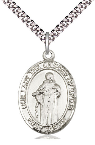 Pewter Our Lady of Knots Medal Catholic Jewelry Engraved Catholic Saint Jewelry