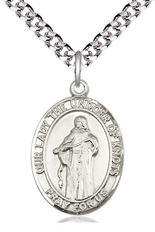 Pewter Our Lady of Knots Medal Catholic Jewelry Engraved Catholic Saint Jewelry
