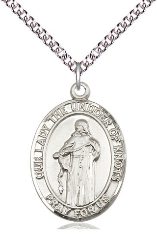 Sterling Silver Our Lady of Knots Medal Catholic Jewelry Engraved Catholic Saint Jewelry