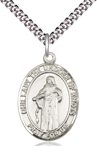 Sterling Silver Our Lady of Knots Medal Catholic Jewelry Engraved Catholic Saint Jewelry