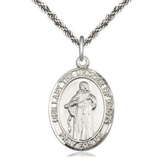 Sterling Silver Our Lady of Knots Medal Catholic Jewelry Engraved Catholic Saint Jewelry