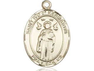 14kt Gold Filled Saint Ivo Medal Engraved Catholic Saint Jewelry