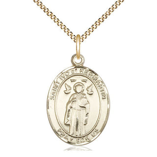 14kt Gold Filled Saint Ivo Medal Catholic Jewelry Engraved Catholic Saint Jewelry