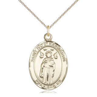 14kt Gold Filled Saint Ivo Medal Catholic Jewelry Engraved Catholic Saint Jewelry