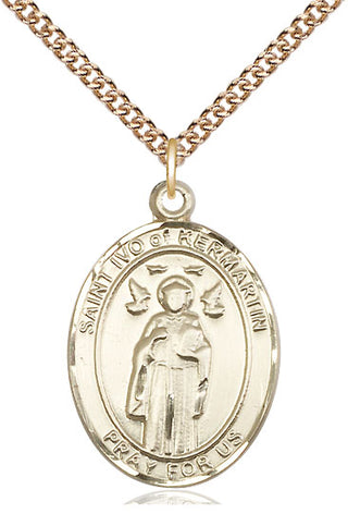 14kt Gold Filled Saint Ivo Medal Catholic Jewelry Engraved Catholic Saint Jewelry