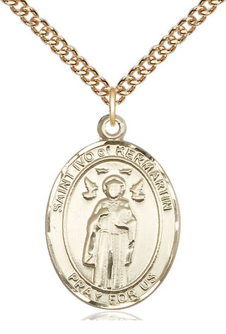 14kt Gold Filled Saint Ivo Medal Catholic Jewelry Engraved Catholic Saint Jewelry