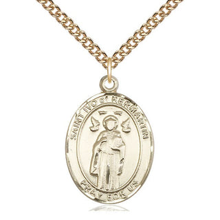 14kt Gold Saint Ivo Medal Engraved Catholic Saint Jewelry