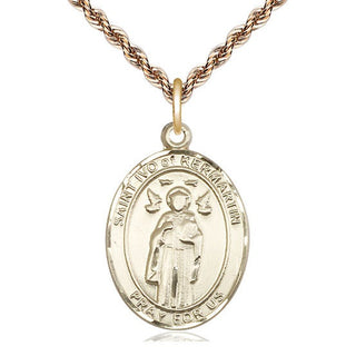 14kt Gold Saint Ivo Medal Engraved Catholic Saint Jewelry