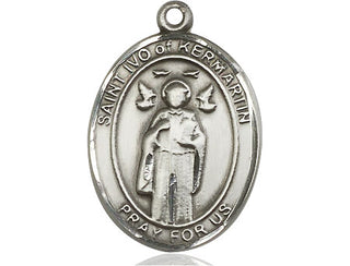 Pewter Saint Ivo Medal Engraved Catholic Saint Jewelry