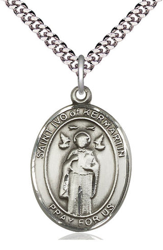 Pewter Saint Ivo Medal Catholic Jewelry Engraved Catholic Saint Jewelry