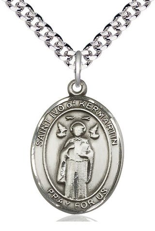 Pewter Saint Ivo Medal Catholic Jewelry Engraved Catholic Saint Jewelry
