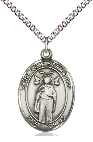 Sterling Silver Saint Ivo Medal Catholic Jewelry Engraved Catholic Saint Jewelry