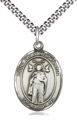 Sterling Silver Saint Ivo Medal Catholic Jewelry Engraved Catholic Saint Jewelry