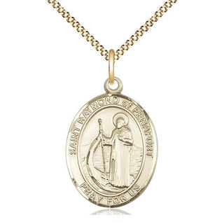 14kt Gold Filled Saint Raymond of Penafort Medal Catholic Jewelry Engraved Catholic Saint Jewelry