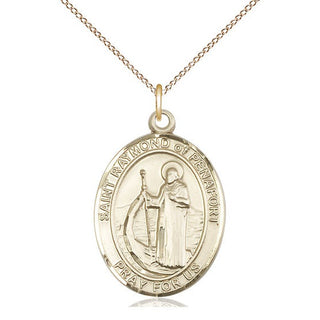 14kt Gold Filled Saint Raymond of Penafort Medal Catholic Jewelry Engraved Catholic Saint Jewelry