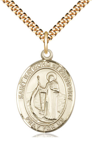 14kt Gold Filled Saint Raymond of Penafort Medal Catholic Jewelry Engraved Catholic Saint Jewelry