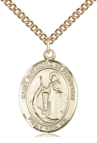 14kt Gold Filled Saint Raymond of Penafort Medal Catholic Jewelry Engraved Catholic Saint Jewelry