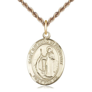 14kt Gold Filled Saint Raymond of Penafort Medal Catholic Jewelry Engraved Catholic Saint Jewelry