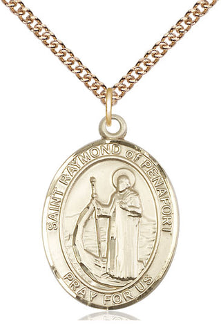 14kt Gold Saint Raymond of Penafort Medal Engraved Catholic Saint Jewelry