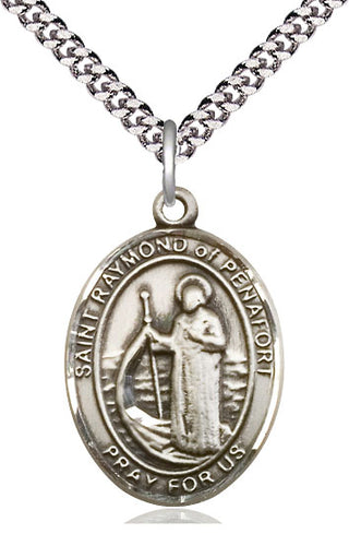 Pewter Saint Raymond of Penafort Medal Catholic Jewelry Engraved Catholic Saint Jewelry