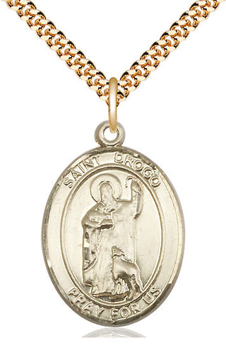 14kt Gold Filled Saint Drogo Medal Catholic Jewelry Engraved Catholic Saint Jewelry
