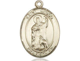 14kt Gold Saint Drogo Medal Engraved Catholic Saint Jewelry