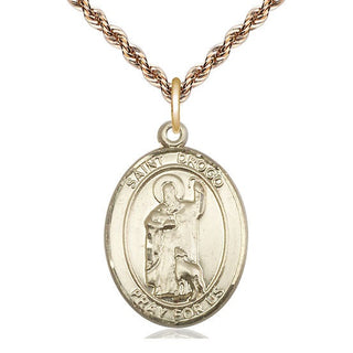 14kt Gold Saint Drogo Medal Engraved Catholic Saint Jewelry