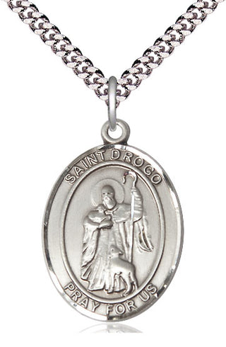 Pewter Saint Drogo Medal Catholic Jewelry Engraved Catholic Saint Jewelry