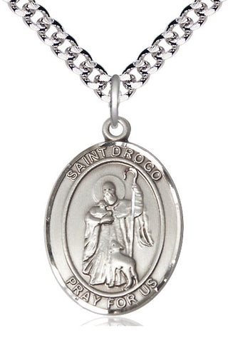 Pewter Saint Drogo Medal Catholic Jewelry Engraved Catholic Saint Jewelry