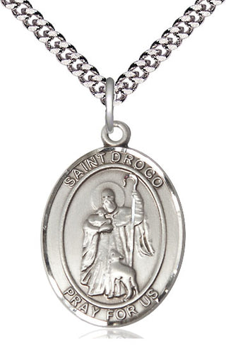 Sterling Silver Saint Drogo Medal Catholic Jewelry Engraved Catholic Saint Jewelry