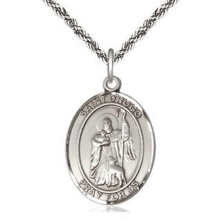 Sterling Silver Saint Drogo Medal Catholic Jewelry Engraved Catholic Saint Jewelry
