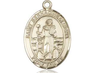 14kt Gold Filled Saint Bernadine of Sienna Medal Engraved Catholic Saint Jewelry
