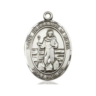 Pewter Saint Bernadine of Sienna Medal Engraved Catholic Saint Jewelry