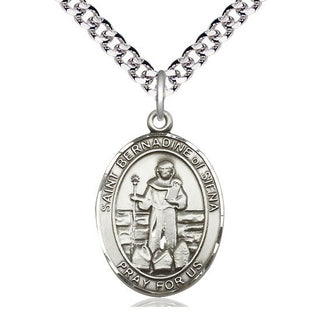 Pewter Saint Bernadine of Sienna Medal Catholic Jewelry Engraved Catholic Saint Jewelry